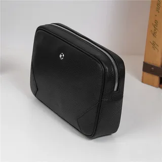 Montblanc Black Pebbled Leather Rectangular Zip-Top Handbag 8