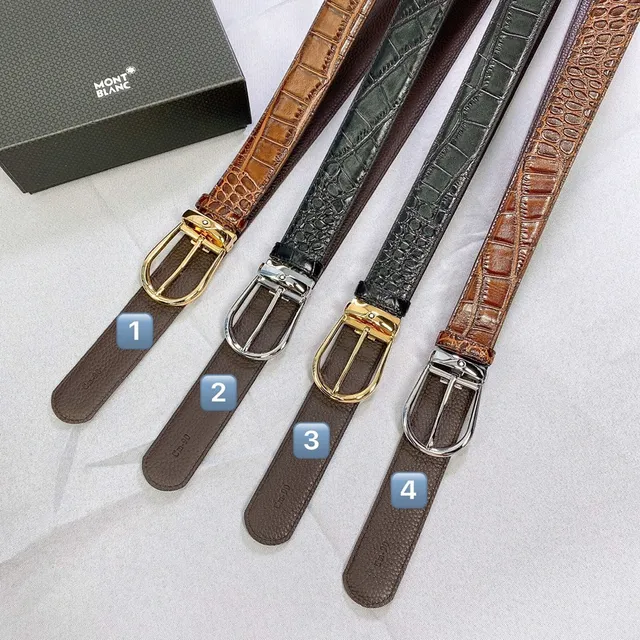 Montblanc Crocodile-Embossed Reversible Leather Belt 2