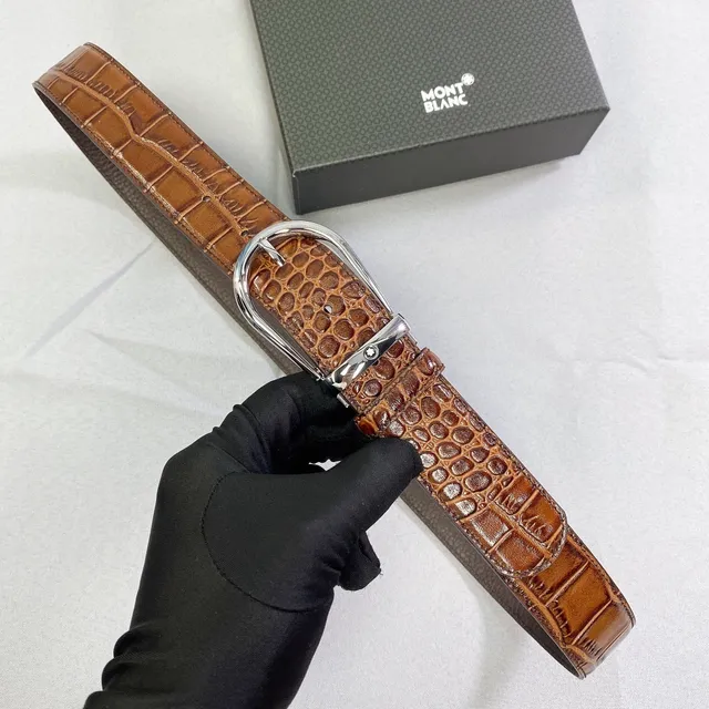 Montblanc Crocodile-Embossed Reversible Leather Belt 3