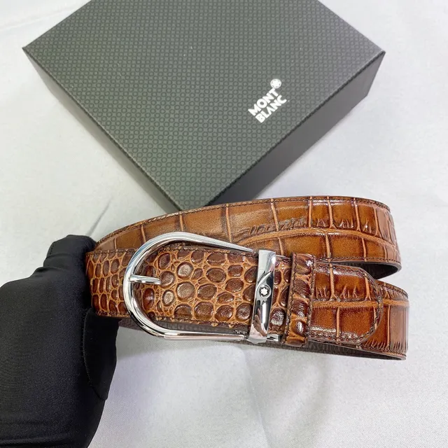 Montblanc Crocodile-Embossed Reversible Leather Belt 5
