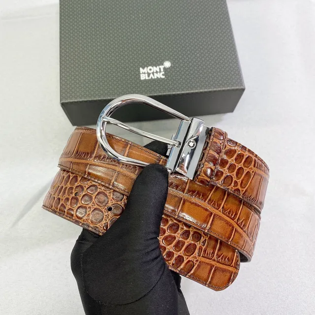 Montblanc Crocodile-Embossed Reversible Leather Belt 6