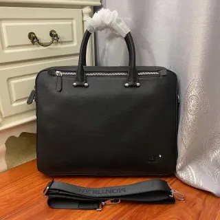 Montblanc Meisterstück 黑银 结构粒面皮革 手柄公文包托特包