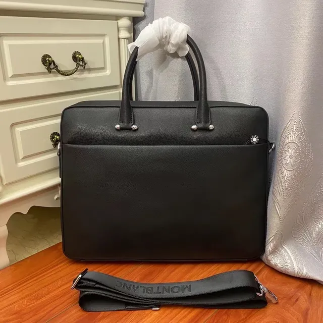 Montblanc Meisterstück Preto Prata Couro Estruturado Granulado Saco Tote de Malete com Alça 3