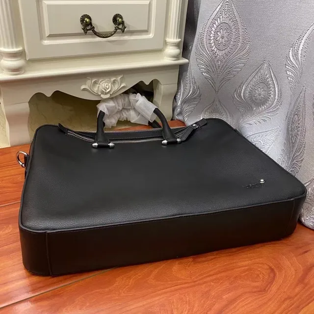 Montblanc Meisterstück Preto Prata Couro Estruturado Granulado Saco Tote de Malete com Alça 4
