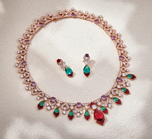 Multicolor Gemstone Heart Halo Drop Earrings 3