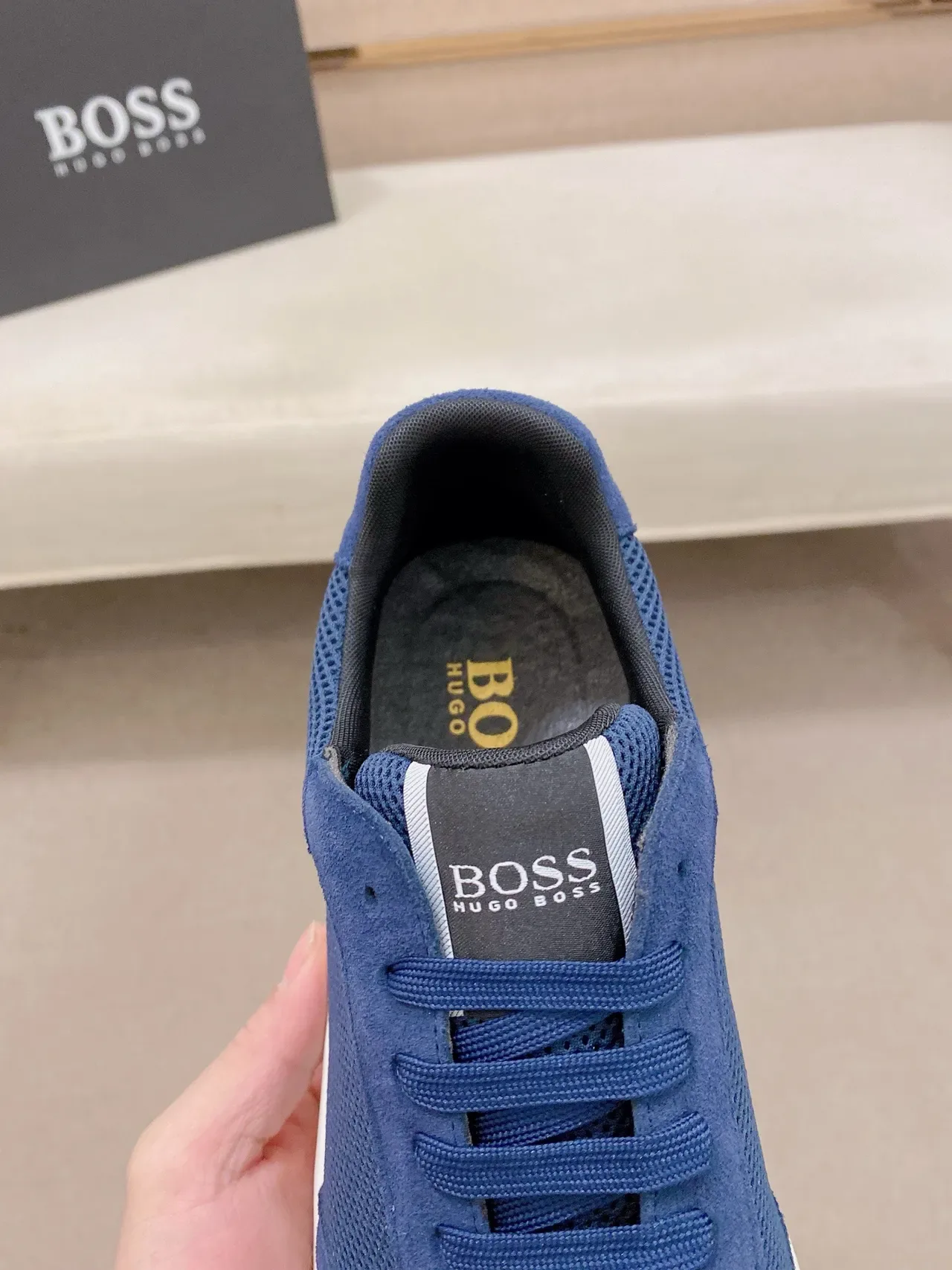Navy and White Mesh-Suede Lifestyle Sneaker 6