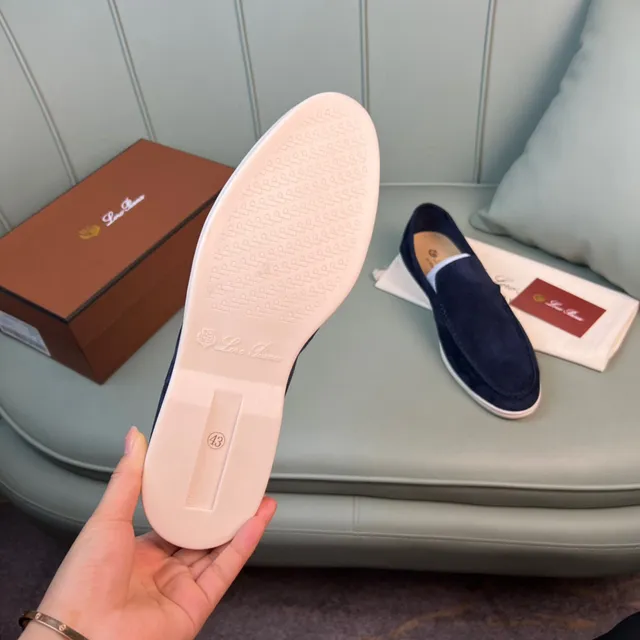 Navy Beige Suede Contrast Sole Loafer 2