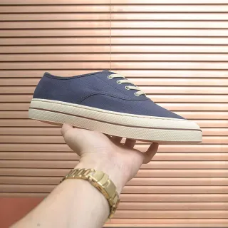 Navy Beige Upper Creme Rubber Sole Canvas Shoes