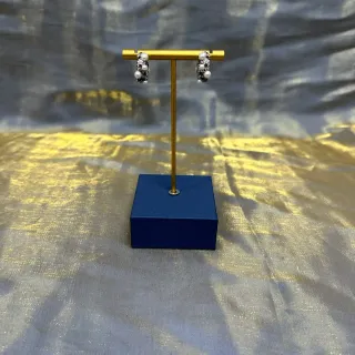 أقراط حلق Navy Gold مزينة بلؤلؤ