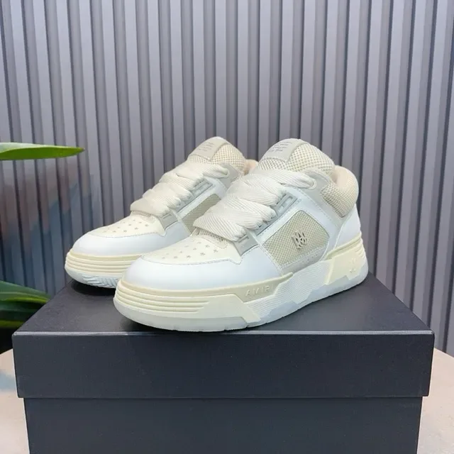 Off-White Cream Layered Panel Low-Top Lifestyle Sneakers 4