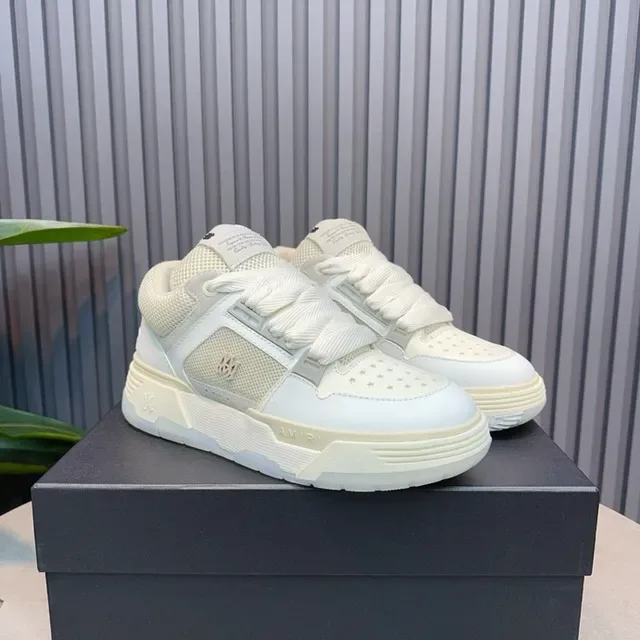 Off-White Cream Layered Panel Low-Top Lifestyle Sneakers 6