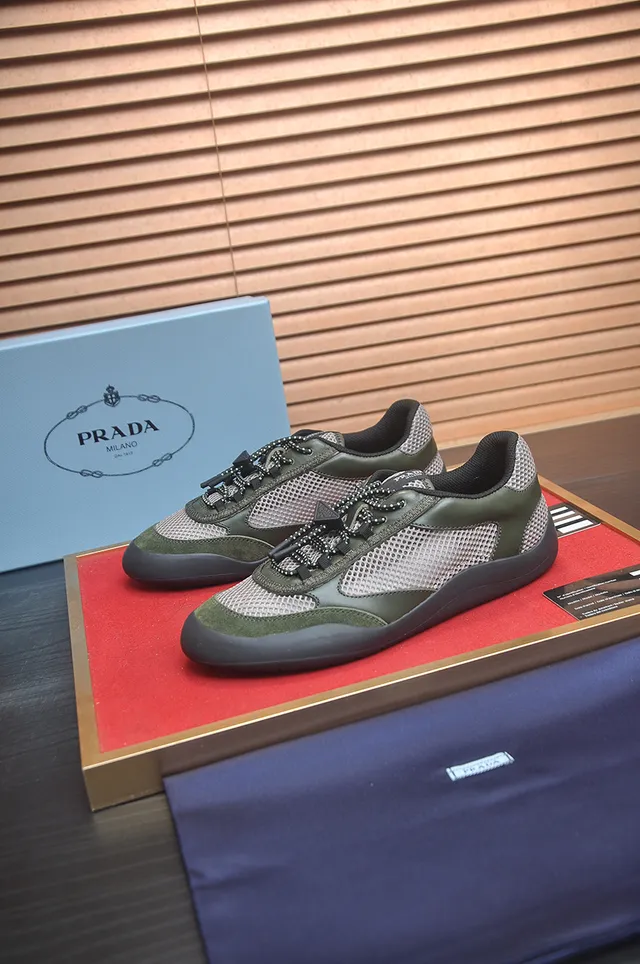 Olive Green and Gray Mesh Panel Laceless Sneaker 4