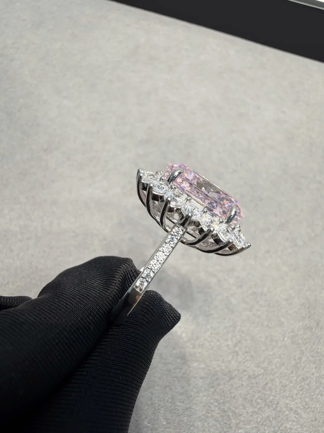 Oval Purple Gemstone Halo Cluster Ring 5
