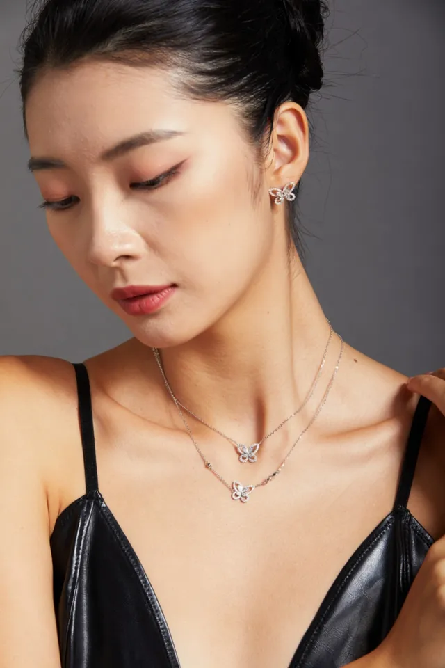 Pavé Crystal Butterfly Pendant Necklace 2