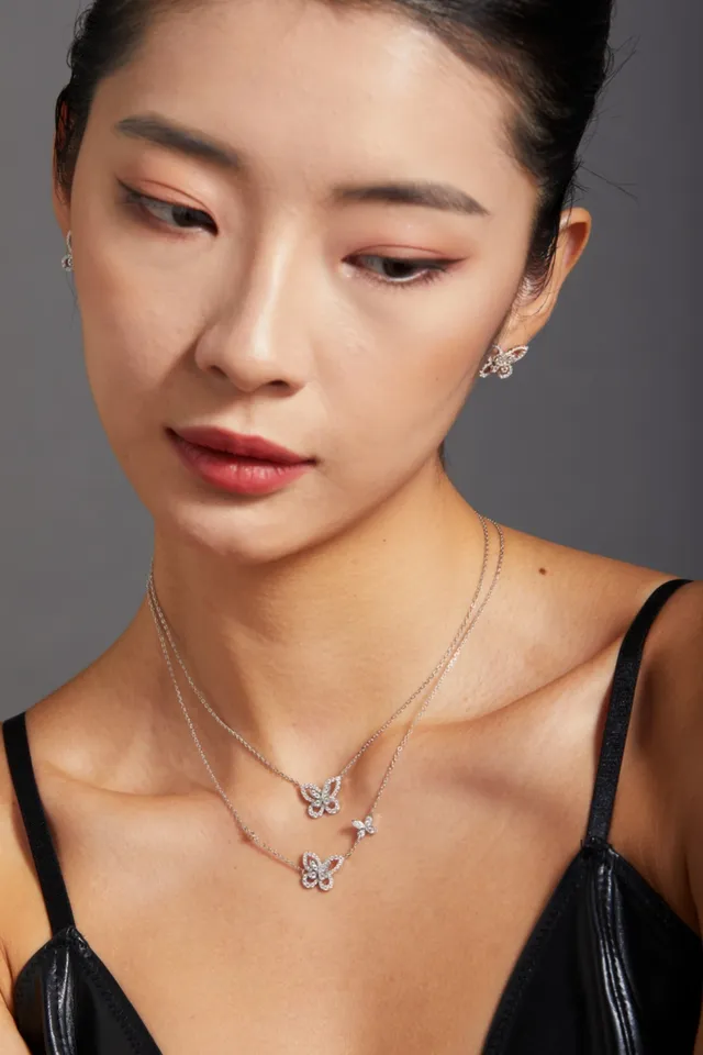Pavé Crystal Butterfly Pendant Necklace 5