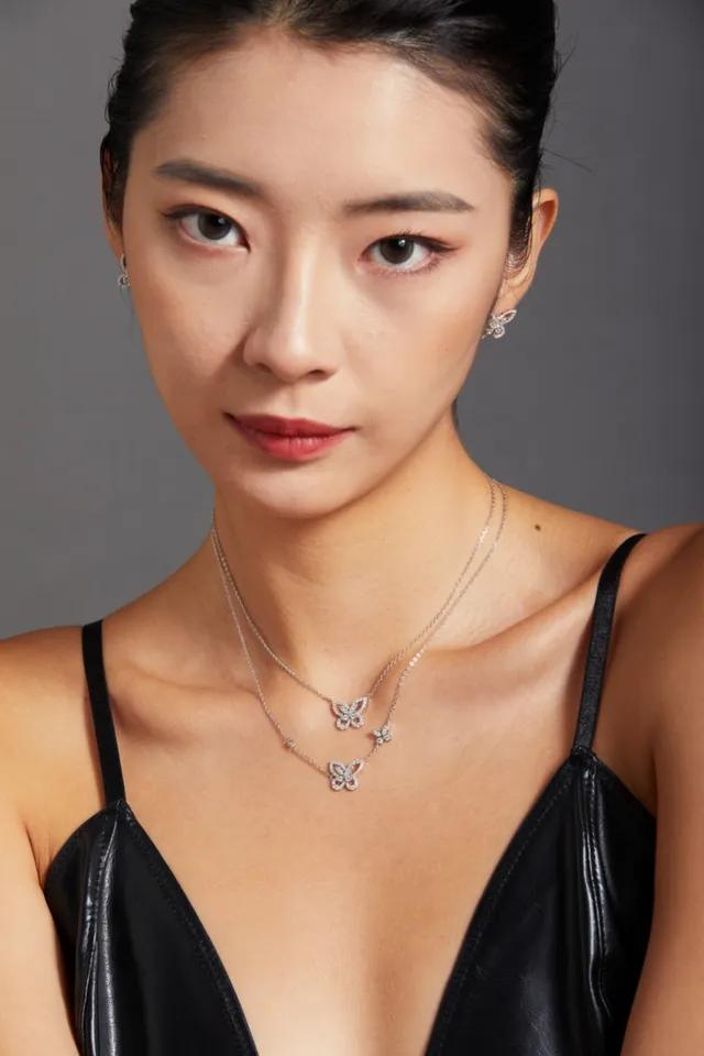 Pavé Crystal Butterfly Pendant Necklace 8
