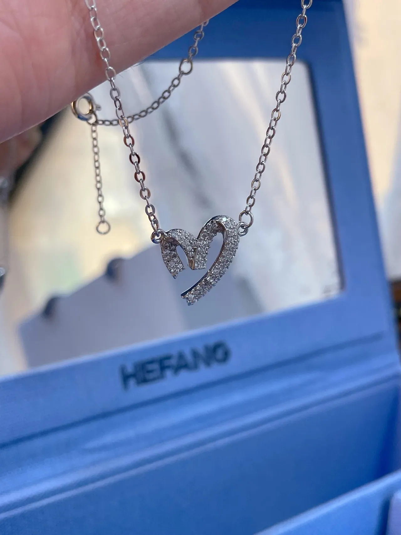 Pavé Crystal Double Heart Motif Silver-Tone Necklace 8