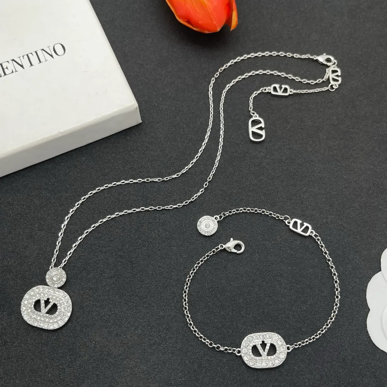 Pavé Crystal Oval Monogram Pendant Necklace 2