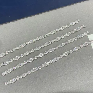 Pavé-Set 虹彩粉紫椭圆链环手链
