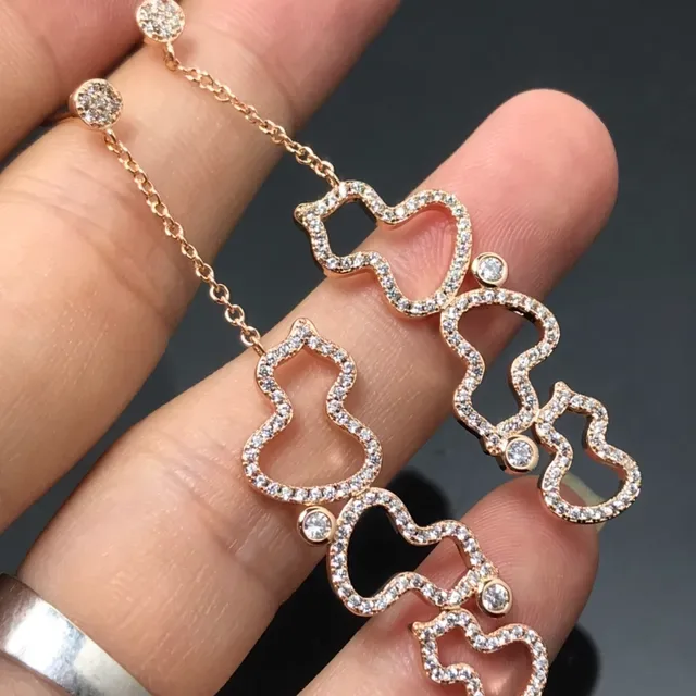 Pave-Set Openwork Heart Motif Dangling Earrings 3