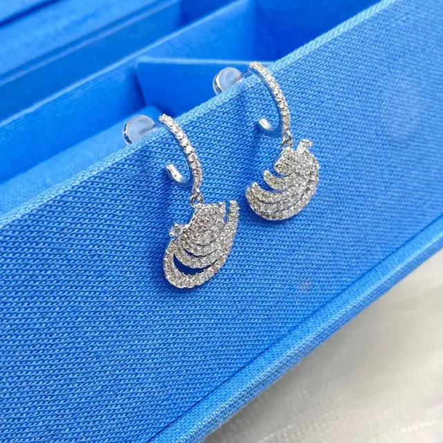 Pavé-Set Swirl Motif Dangling Earrings 4