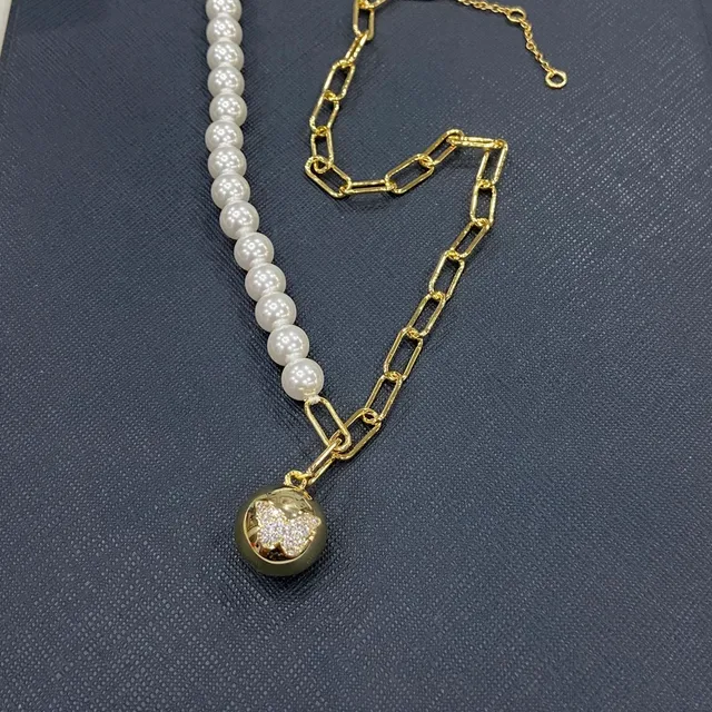 Pearl and Gold Paperclip Chain Butterfly Pendant Necklace 4