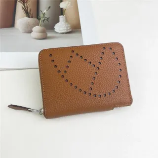 Pebbled Leather Perforated Logo Zip-Around Wallet