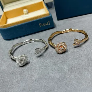 Piaget Rose Collection Pavé Rose Open Cuff Bracelets