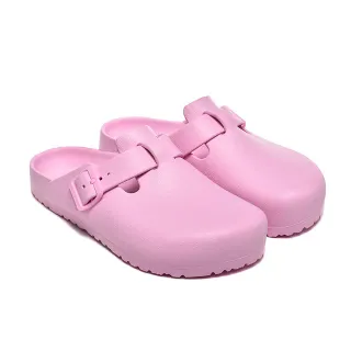 Pink Molded EVA-Like Construction Single-Buckle Strap Clog