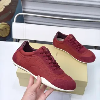 Polo Cucinelli حذاء لايف ستايل أحمر سويد وجلد بانيل