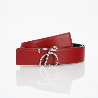 Red Black Smooth Stitching Leather Belt