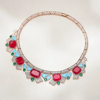 লাল নীল Choker Pavé-Set নেকলেস