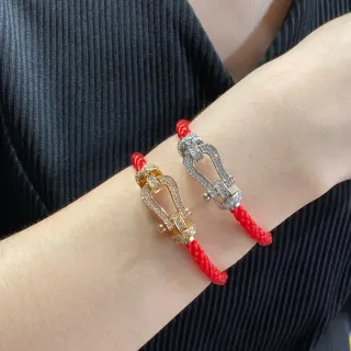 أساور حبل أحمر متشابك Pavé كريستال Shackle Clasp