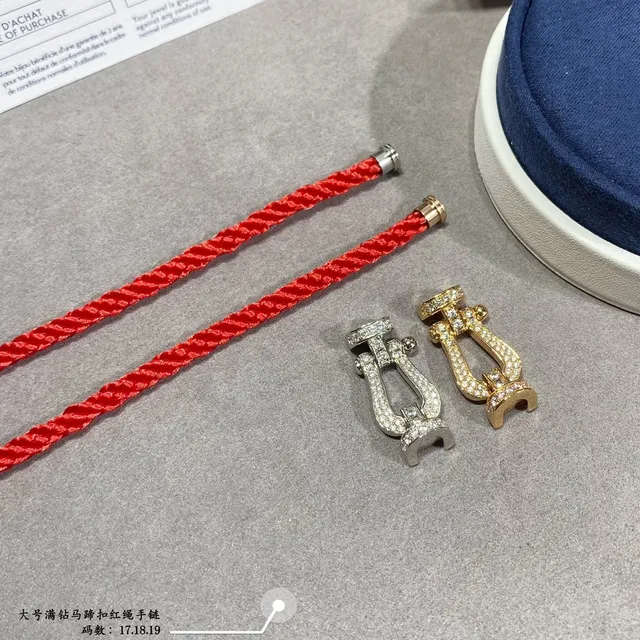 Red Braided Cord Pavé Crystal Shackle Clasp Bracelets 6