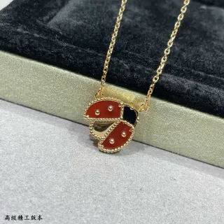 লাল সোনালি লেডিবাগ মোটিফ এনামেল ইনলে হার