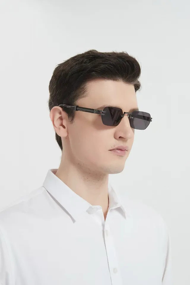 Rimless Gold-Tone Metal Bridge Sunglasses 3