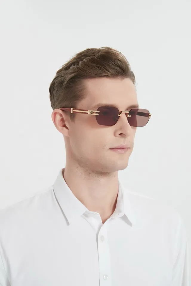 Rimless Gold-Tone Metal Bridge Sunglasses 7
