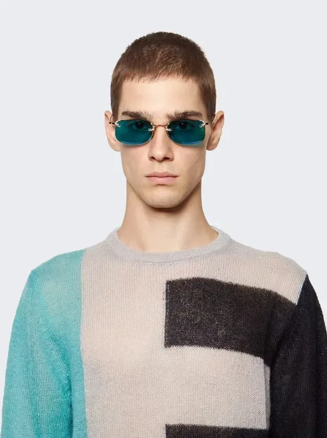Óculos de sol sem moldura armação de metal Teal Tinted 3