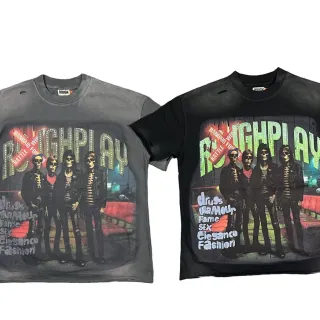 Camiseta oversized con estampado gráfico desgastado ROUGH
