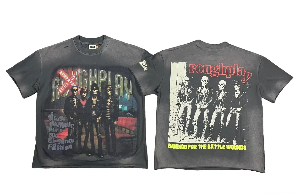 ROUGH Distressed Graphic-Print Oversized T-Shirt 8