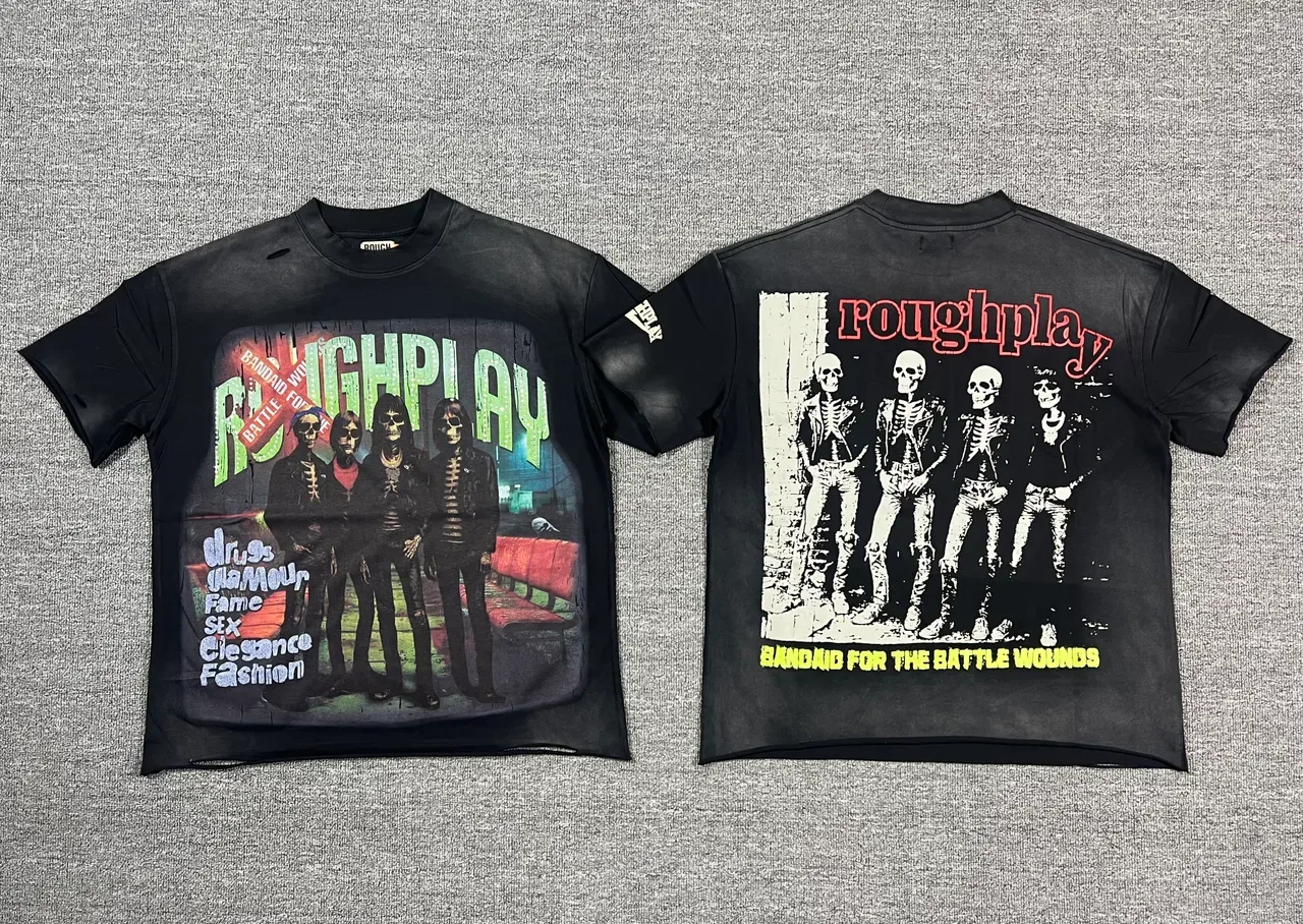 ROUGH Distressed Graphic-Print Oversized T-Shirt 15