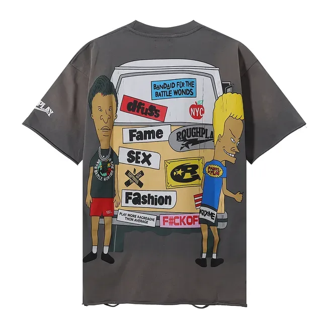 ROUGH Graphic-Print Distressed Oversized T-Shirt 3