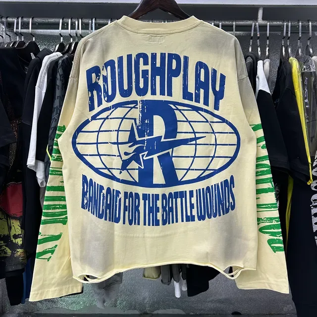 ROUGH Graphic Print Oversized Distressed Hem T-Shirt 10