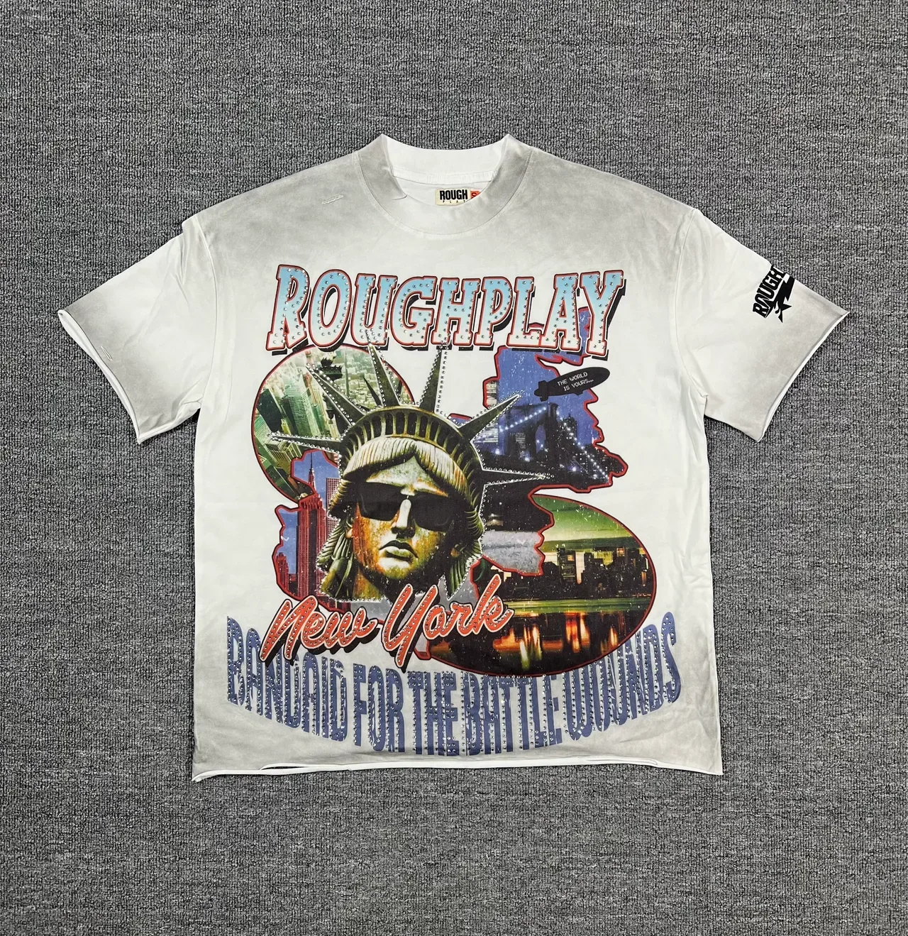 Roughplay Acid-Wash Distressed Graphic T-Shirt 4