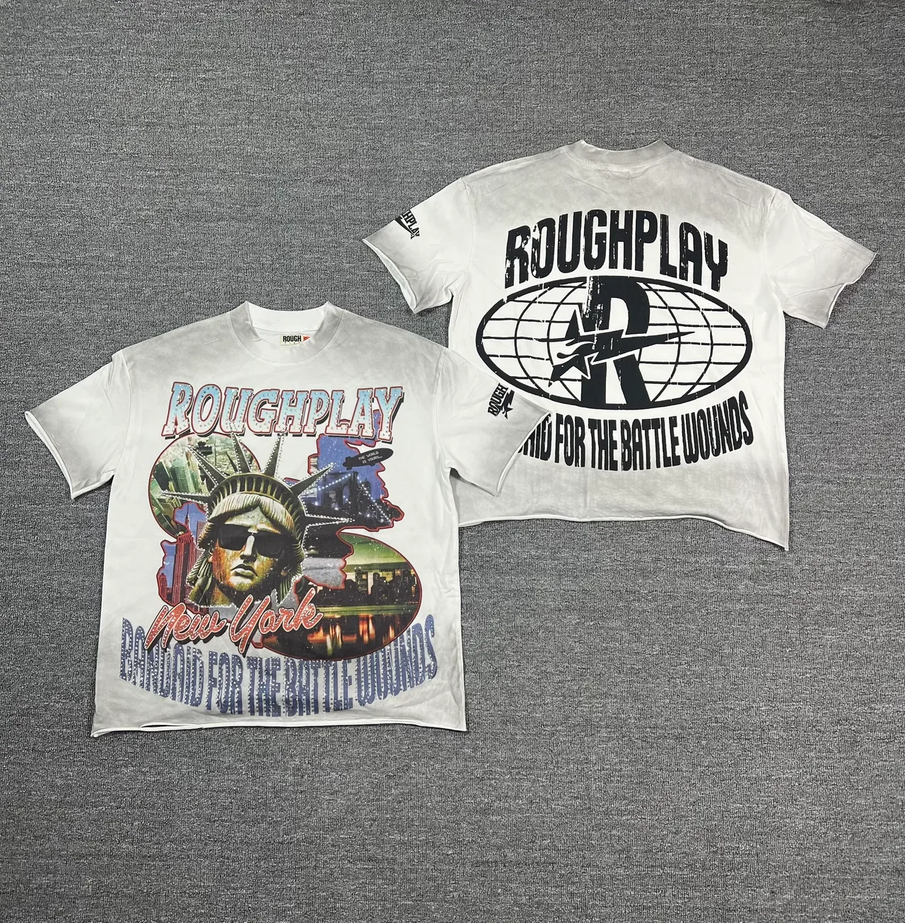Roughplay Acid-Wash Distressed Graphic T-Shirt 6