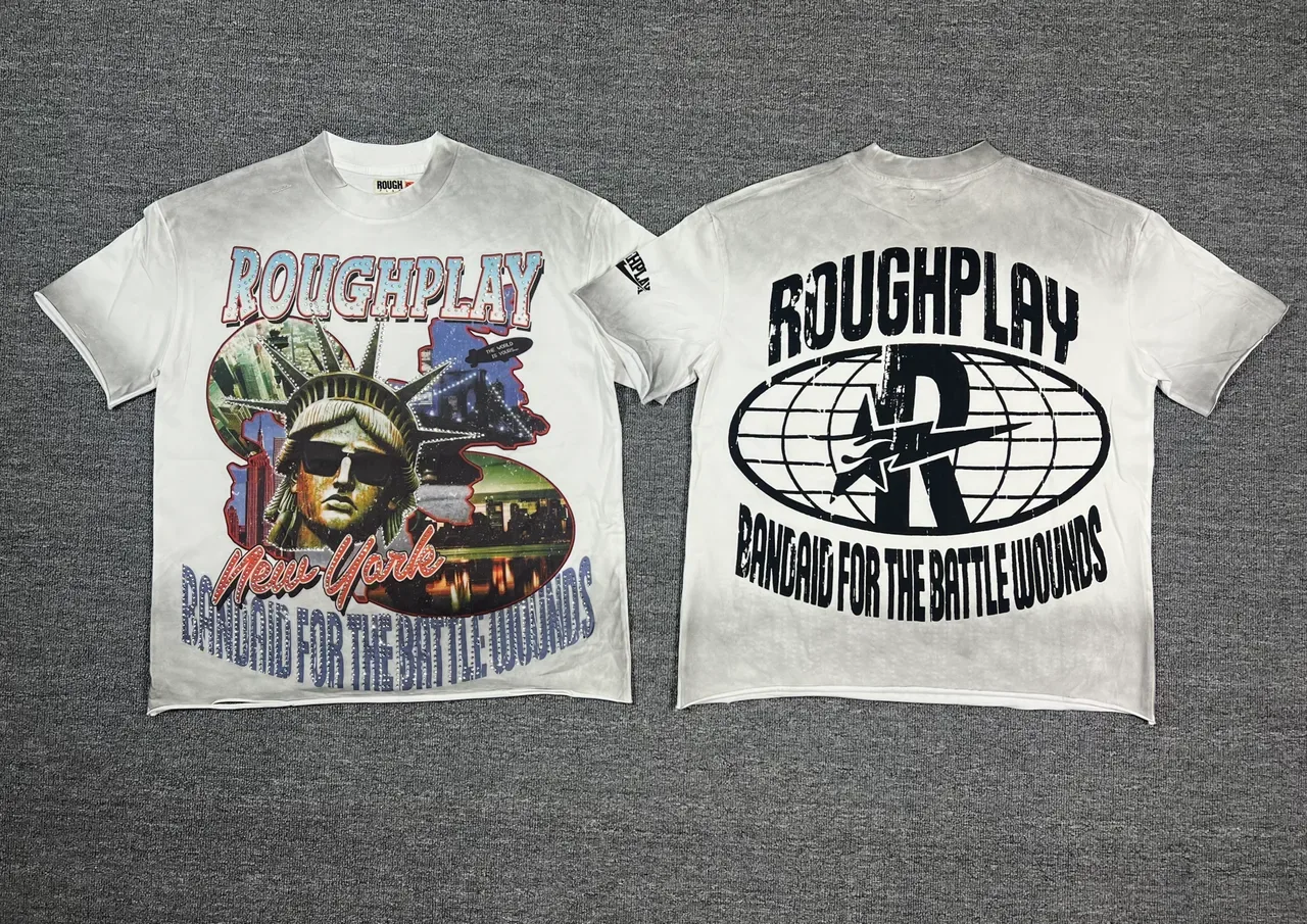 Roughplay Acid-Wash Distressed Graphic T-Shirt 7