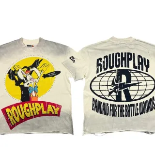 تي شيرت Roughplay بغسيل حمضي وطبعة جرافيك