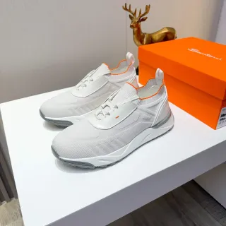 Santoni سنيكرز رمادي برتقالي تريكو أعلى حبل اصطناعي overlay