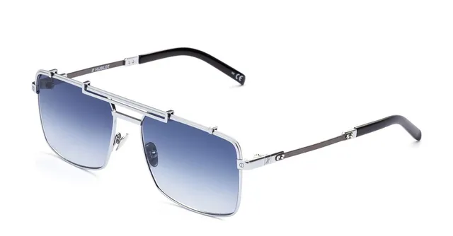 Silver and Black Aviator-Style Double Bridge Sunglasses 5