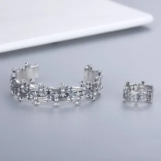 سوار فضي بنمط صليب مفتوح الشغل